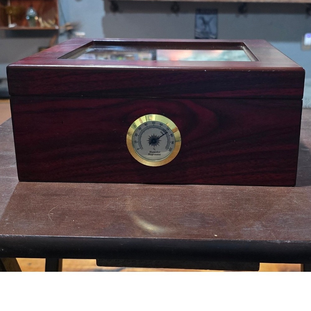 Mantello Cigars Glass Top Humidor Rosewood Finish Spanish Cedar Cigar Box‎ Set